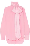 ADAM LIPPES ASYMMETRIC PUSSY-BOW SILK-CREPE BLOUSE