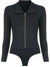 Amir Slama Zip Bodysuit In Black