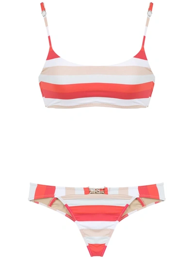 Amir Slama Striped Bikini Set In Red