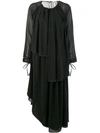 Loewe Asymmetric Polka-dot Chiffon Midi Dress In Black
