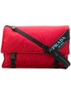 PRADA PRADA LOGO MESSENGER BAG - RED