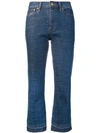 Tory Burch Cropped Flare Jeans In Blue