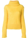 MONCLER MONCLER ROLL-NECK FITTED SWEATER - YELLOW