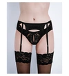 COCO DE MER WOMEN'S BLACK SERAPHINE SILK-SATIN AND LACE SUSPENDER BELT