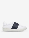 VALENTINO GARAVANI VALENTINO MENS WHITE/NAVY OPEN CONTRAST-STRIPE LEATHER TRAINERS,76318351