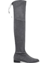 Stuart Weitzman Suede Lowland Thigh High Boots In Grey/dark