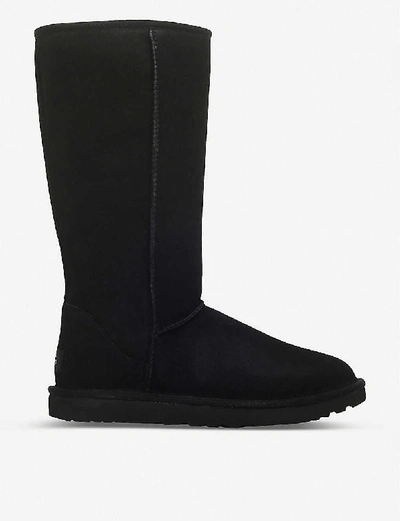 UGG UGG WOMEN'S BLACK CLASSIC LL TALL SHEEPSKIN AND SUEDE BOOTS,74550227