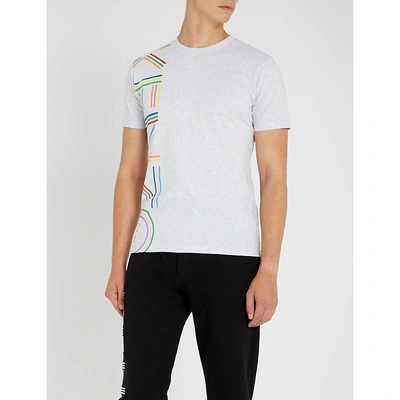 Kenzo Men's Vertical Rainbow Logo Short-sleeve Crewneck T-shirt In Pale Grey