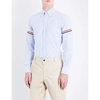 THOM BROWNE MENS LIGHT BLUE STRIPED-SLEEVE REGULAR-FIT COTTON SHIRT S,223-3005438-MWL150E00139