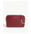 Michael Michael Kors Jet Set Leather Cross-body Bag In Maroon