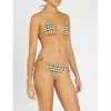 BURBERRY CAMEL BROWN CHECK TRIANGLE BIKINI