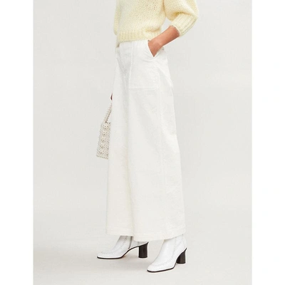 Ganni Ridgewood Wide-leg Corduroy Trousers In Off White