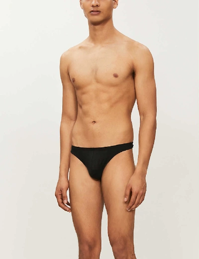 Hom Fredy Slim-fit Stretch-jersey Thong In Black
