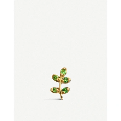 Loquet Olive Branch 18ct Yellow-gold And Tsavorite Charm In Yellow Gold