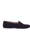 Tod's Gommini Suede Driver Penny Loafers In Blue/dark