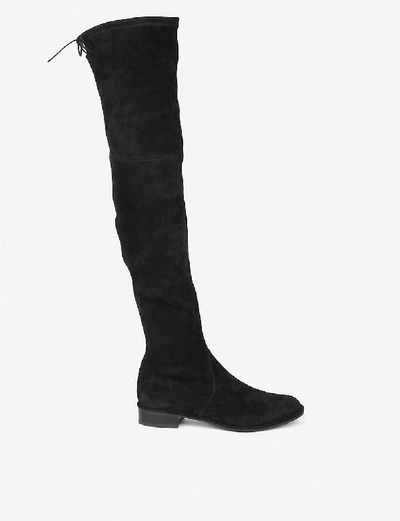 STUART WEITZMAN STUART WEITZMAN WOMENS BLACK LOWLAND SUEDE THIGH BOOTS,49774283