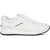 MICHAEL MICHAEL KORS WOMENS WHITE ALLIE LOGO-EMBOSSED LEATHER TRAINERS 4,854-10004-5824810109