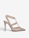 VALENTINO GARAVANI VALENTINO GARAVANI WOMEN'S BRONZE ROCKSTUD 100 T-BAR LEATHER COURTS,55160766