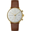 JUNGHANS 027/7800.00 MAX BILL AUTOMATIC CHRONOSCOPE STAINLESS STEEL AND LEATHER WATCH,55312585