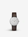 JUNGHANS JUNGHANS 041/4461.00 MAX BILL STAINLESS STEEL AND LEATHER QUARTZ WATCH, MENS, SILVER,759-10001-041446100