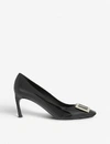 Roger Vivier Belle Vivier T.70 Black Calfskin Pumps With Metal Buckle In Black