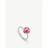 Monica Vinader Siren Quartz-gemstone Silver Ring In Pink