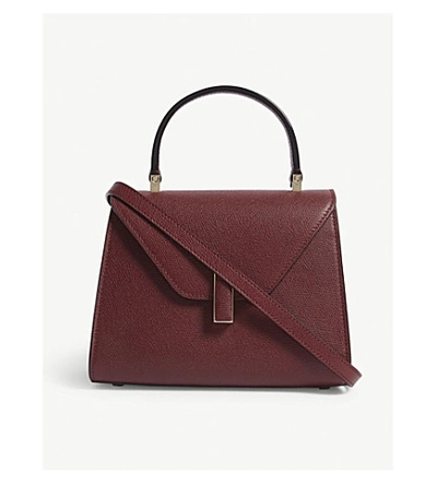 Valextra Iside Mini Grained Leather Tote In Amaranto