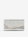 Jimmy Choo Womens Champagne Emmie Glitter Leather Clutch In Champagne
