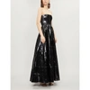 ALEX PERRY TATE STRAPLESS PATENT-LEATHER GOWN