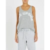 THE UPSIDE WOMENS GREY MARLE ISSY LOGO-PRINT COTTON-JERSEY VEST TOP