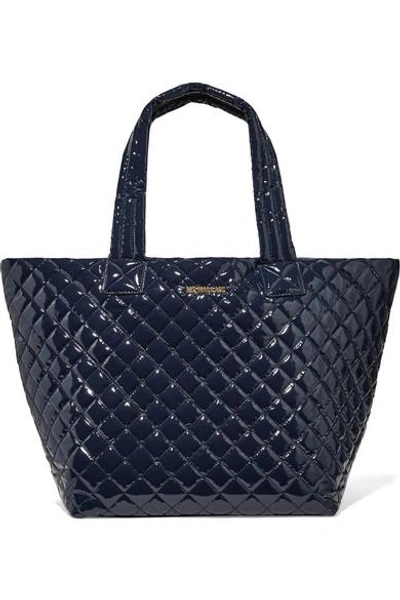 Mz Wallace Metro Leather-trimmed Quilted Vinyl Tote In Navy