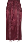 DOLCE & GABBANA LACE-UP STRETCH-SATIN MIDI SKIRT