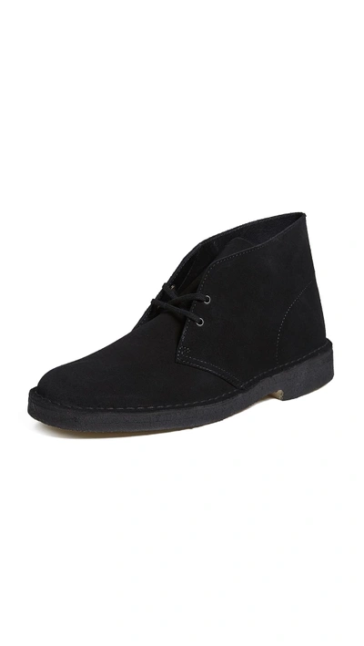 Clarks Suede Desert Boots In Black