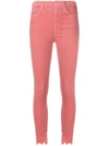 MOTHER MOTHER CROPPED SKINNY TROUSERS - PINK