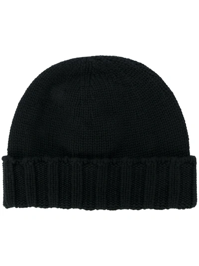 Drumohr Beanie With Ribbed Trim In Black