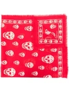 Alexander Mcqueen Skull Print Scarf In Red