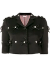 THOM BROWNE THOM BROWNE BOW EMBROIDERY SATIN SPORT COAT - BLACK