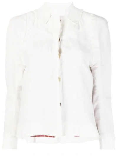 Atelier Bâba 皱褶修身亚麻衬衫夹克 - 白色 In White