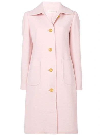 Tory Burch Colette Single-breasted Long Wool Coat In Pink
