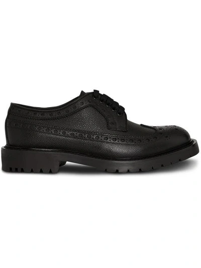 Burberry Brogue Detail Grainy Leather Derby Shoes In Black