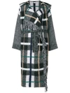 Stella Mccartney Hooded Checked Wool-blend Coat In Grey
