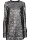 BALMAIN SEQUIN EMBROIDERED MINI DRESS