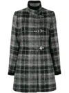 FAY FAY CHECK DUFFLE COAT - BLACK