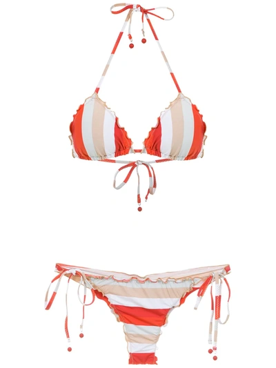 Amir Slama Striped Bikini Set In Pink