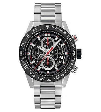Tag Heuer Car2a1w.ba0703 Carrera Stainless Steel And Ceramic Chronograph Watch In Silver/black