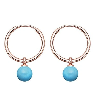 Astley Clarke Vera Rose-gold Vermeil & Turquoise Drop Hoop Earrings