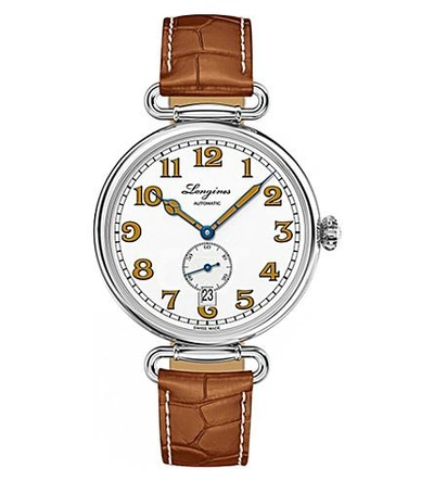 Longines L2.309.4.23.2 Heritage 1918 Stainless Steel And Alligator Watch In Brown