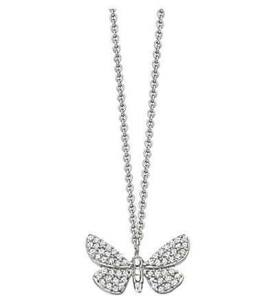 Astley Clarke Cinnabar Papillon 14ct White-gold And Diamond Necklace In Silver