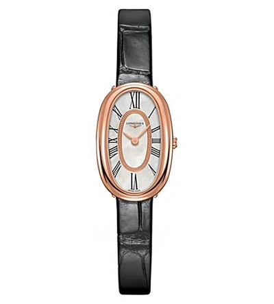 Longines L2.305.8.81.0 Symphonette 18ct Pink Gold And Alligator Leather Watch