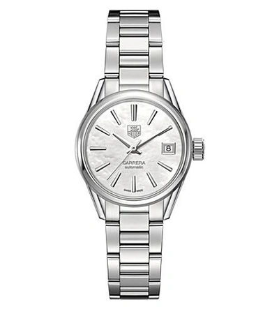 Tag Heuer Womens Silver War2411. Ba0770 Carrera Stainless Steel And Mother-of-pearl Watch